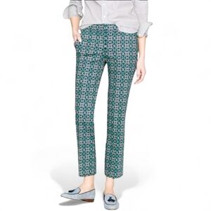 J.Crew‎ Campbell Pink Green Lattice Medallion Print Ankle Pants Womens Size 4